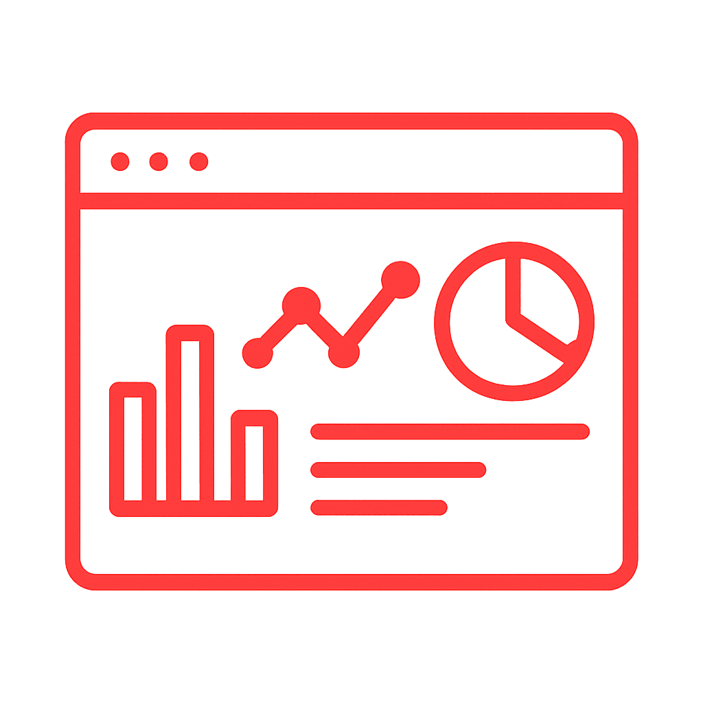 Report design icon showing a dashboard