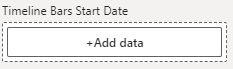 Timeline Bars Start Date field well in the Power BI visualizations pane