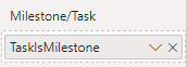 Milestone/Task field well in the Power BI visualizations pane