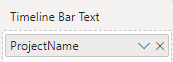 Timeline Bar Text field well in the Power BI visualizations pane