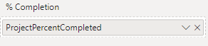 % Completion field well in the Power BI visualizations pane