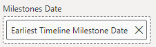 Milestones Date field well in the Power BI visualizations pane