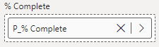 % Complete field well in the Power BI visualizations pane