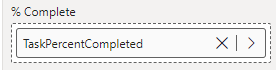 % Complete field well in the Power BI visualizations pane