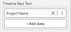 Timeline Bars Text field well in the Power BI visualizations pane