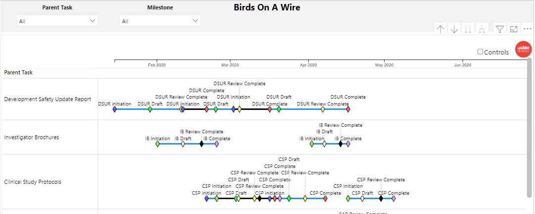 PowerGraph Gantt Timeline for Power BI | Birds on a Wire