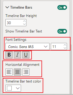 PowerGraph Gantt Timeline for Power BI - bar text 1