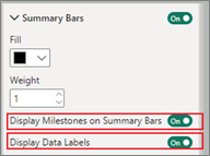 PowerGraph Gantt Timeline for Power BI - summary bar settings 4