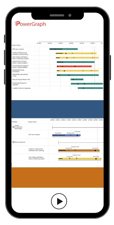 PowerGraph Power App running on a mobile phone