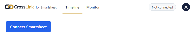The Connect Smartsheet button on first visit